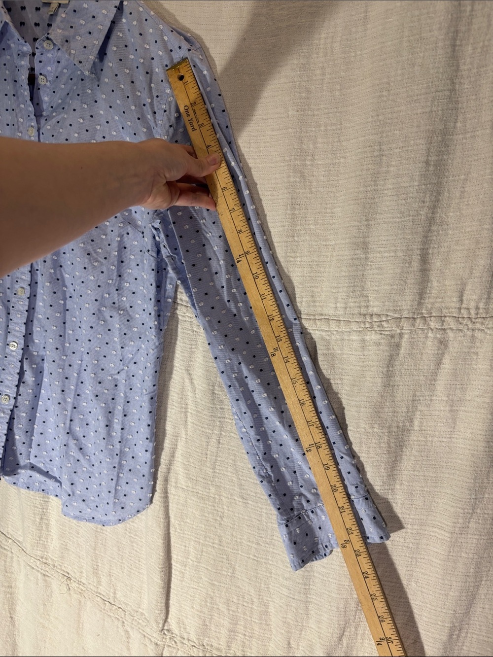 Talbots Blue White Striped Polka Dot Button-Down Shirt Blouse Medium 100%Cotton - Picture 5 of 8